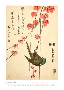 Februarblatt zum Kalender "DIe Eleganz der Vögel in historischen japanischen Holzschnitten"
