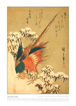 Januarblatt zum Kalender "DIe Eleganz der Vögel in historischen japanischen Holzschnitten"