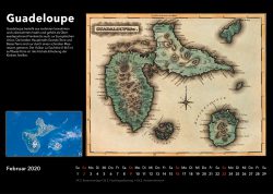 Inseln der Karibik – Bildkalender mit historischen Karten und modernen fotos aus Weltall, Ausgabe 2020. Guadeloupe